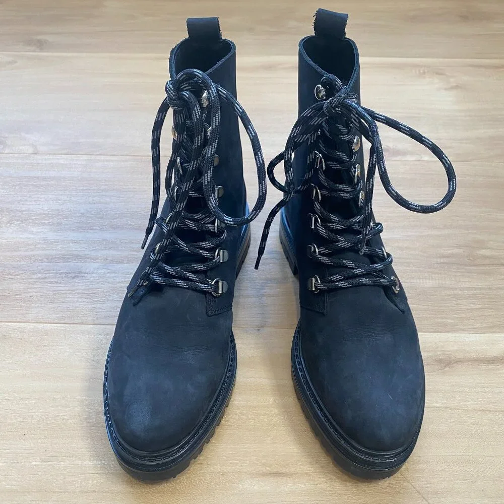 Jenni Kayne Women’s Oiled Leather Combat Lug Sole Boots Black Size 37 (US 7) - Picture 2 of 10